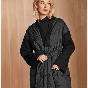 Eileen Fisher Belted Black Puffer Coat S $378